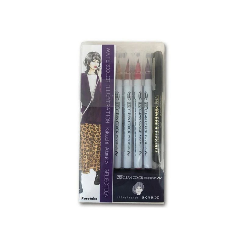 [Kuretake Japanese Kuretake] Kuretake x Atsuko Kikuchi watercolor illustration combination leopard print - อุปกรณ์เขียนอื่นๆ - วัสดุอื่นๆ หลากหลายสี