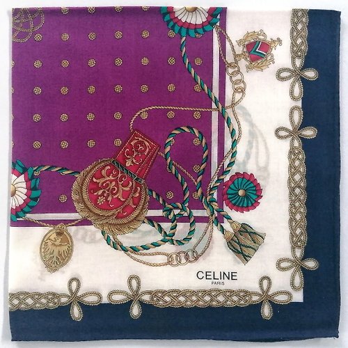 orangesodapanda Celine Paris Vintage Handkerchief Jewelry Tassel 19 x 19 inches