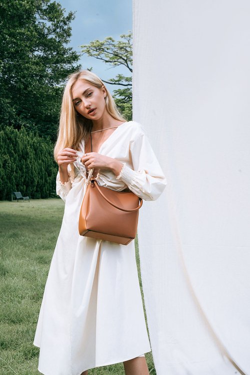 O.N.E Mini Two-Tone Tote 素皮革 手提包 側揹包 斜揹包 淺棕色x棕色