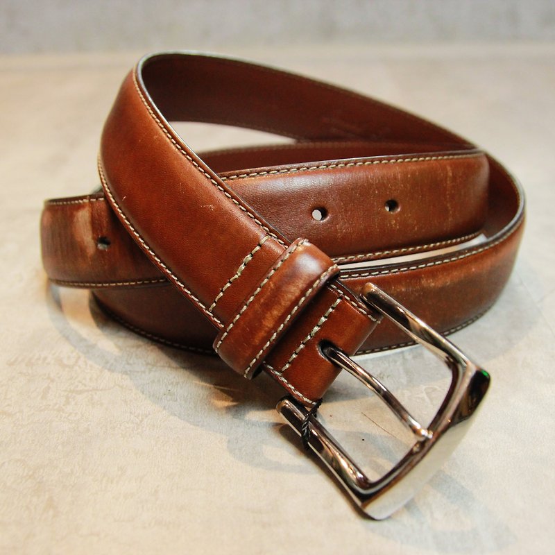 Tsubasa.Y Ancient Treasures Flamenco Daniel Cremieux Metal Buckle Ancient Leather Belt 001, leather belt - Belts - Genuine Leather 
