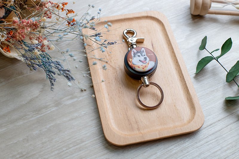 ihaoliu retractable key ring - hand-painted style series / Shiqi_AYH22 - Keychains - Other Materials White
