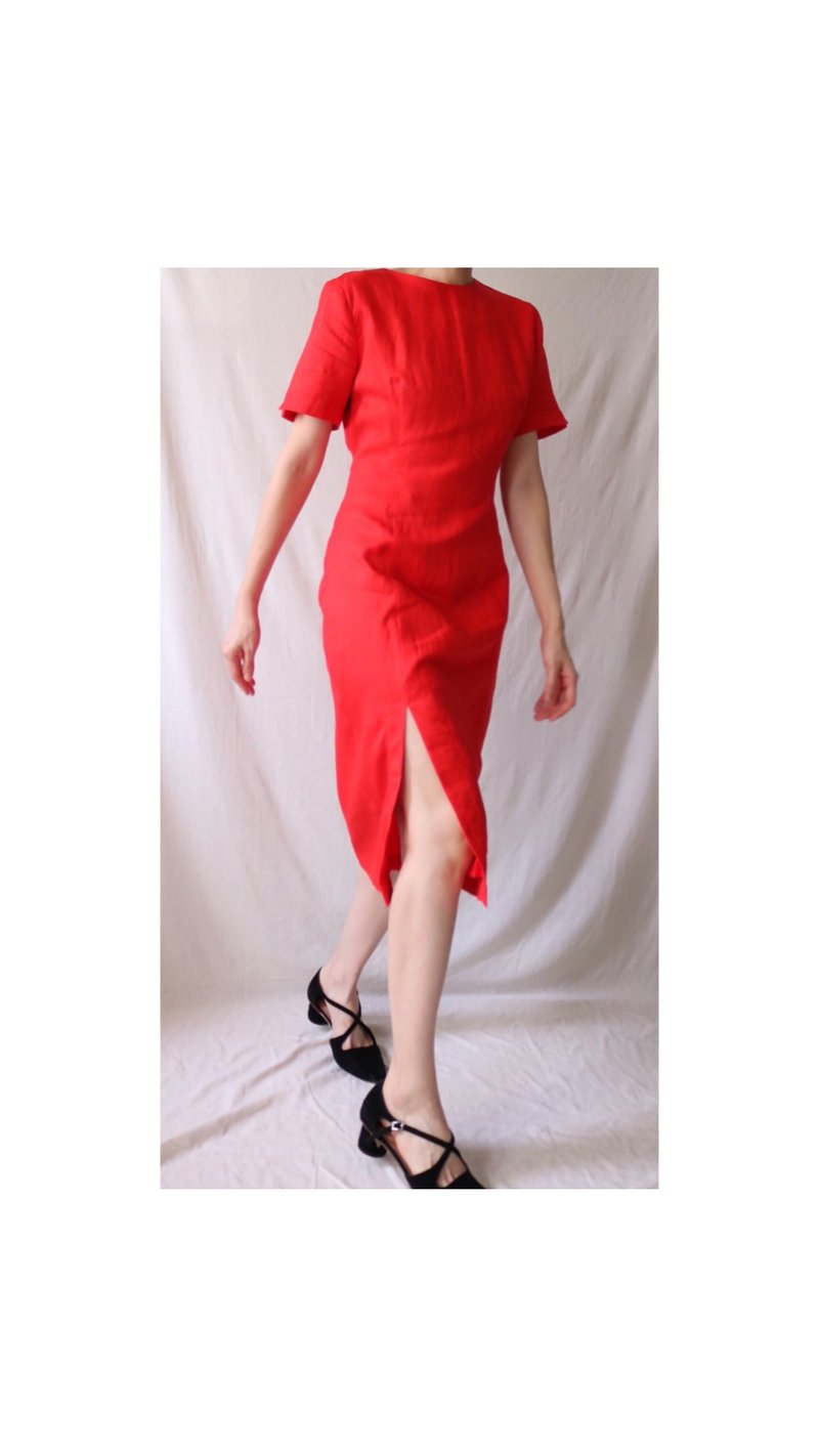 Ling Dress 夏日經典亞麻旗袍式洋裝 婚宴適合 可訂做顏色 - 洋裝/連身裙 - 棉．麻 