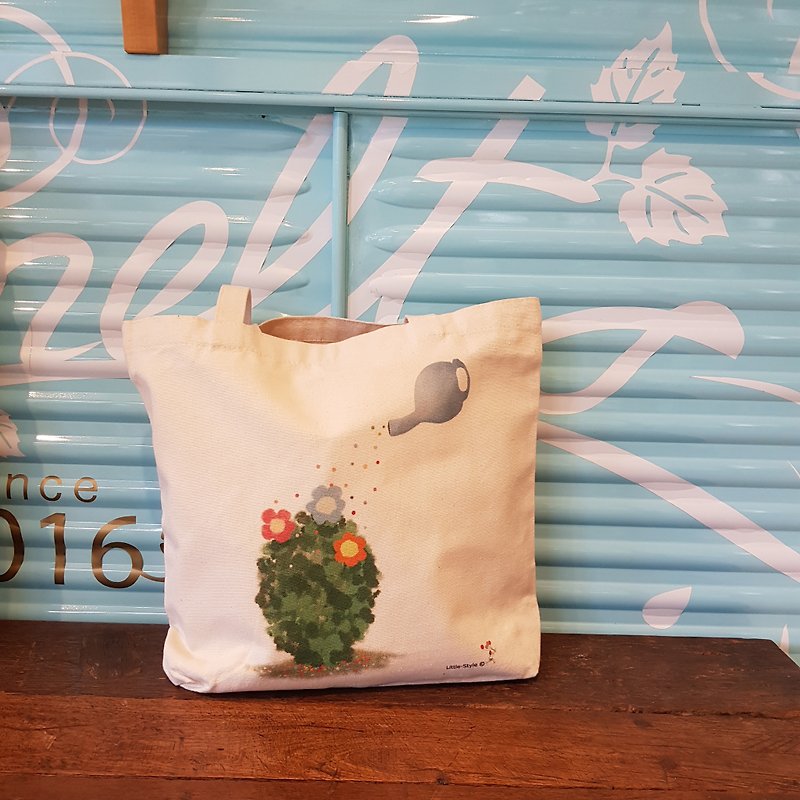 Canvas bag-take good care of the seeds you plant - Handbags & Totes - Cotton & Hemp White
