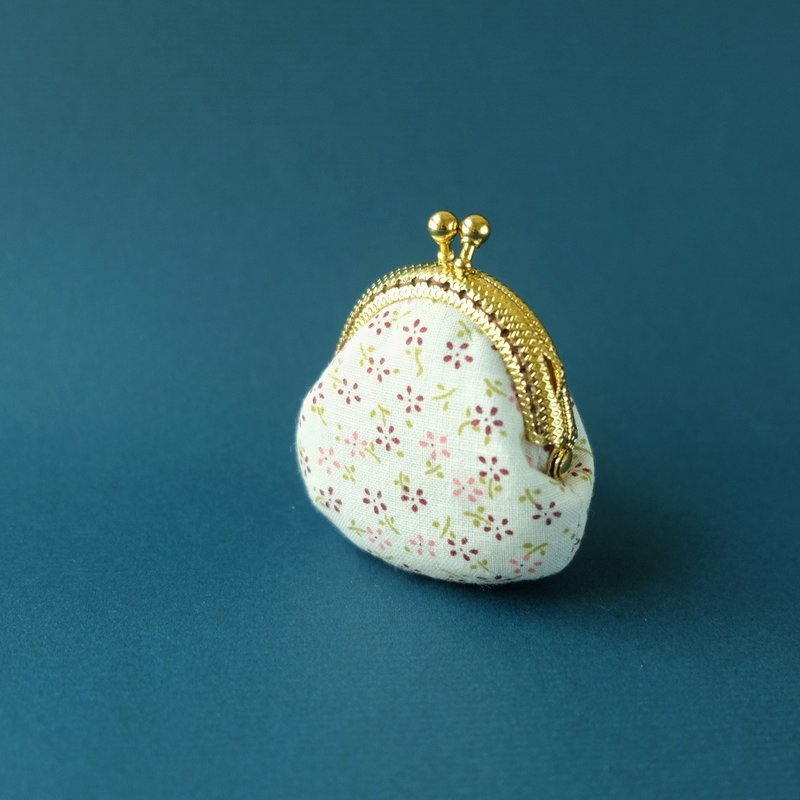 CaCa Crafts | 5cm Super Mini Small Flower Top Gold Bag - Coin Purses - Cotton & Hemp Pink