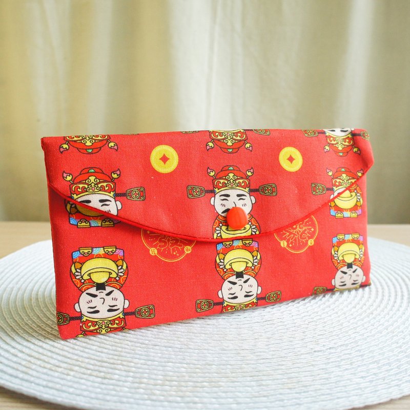 Lovely [God of Wealth Registration Passbook Set, Red] Cash Storage Bag, Red Envelope Bag - Chinese New Year - Cotton & Hemp Red