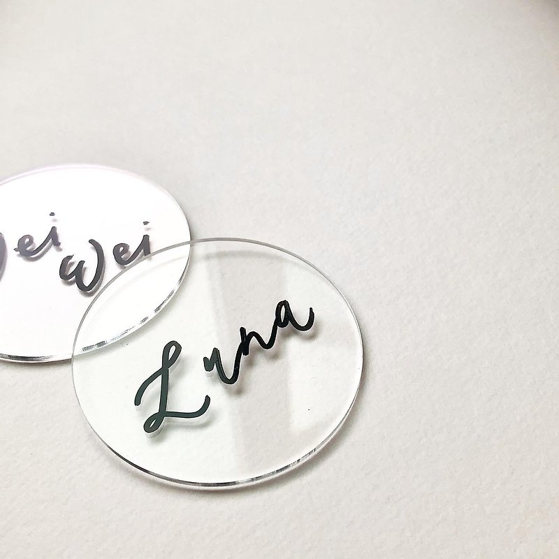Hand Lettered Acrylic Place Cards - Cards & Postcards - Acrylic Transparent