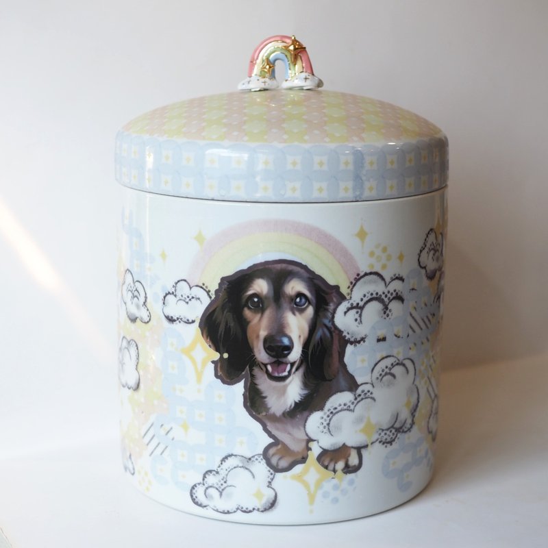 Custom basic pet on porcelain Ashes jar urn ,  dog, cat, bunny - Other - Porcelain Multicolor