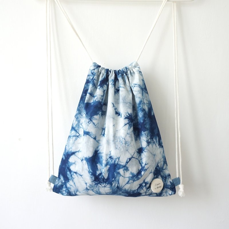 S.A x Ink Painting, Indigo dyed Handmade Abstract Pattern Backpack