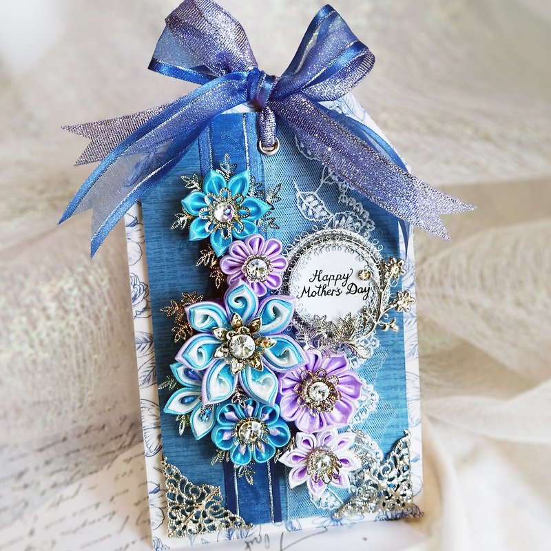 European style myth classic blue immortal flower handmade card gift box (customized text) - Cards & Postcards - Plants & Flowers Blue