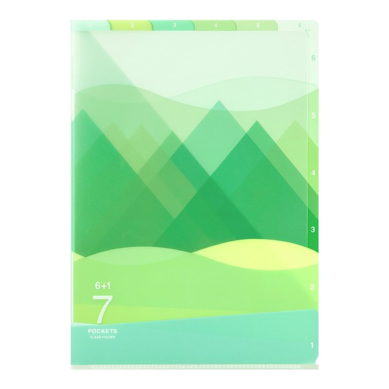 MIDORI 7-layer translucent file folder A4-Mountain view green - Folders & Binders - Other Materials Multicolor