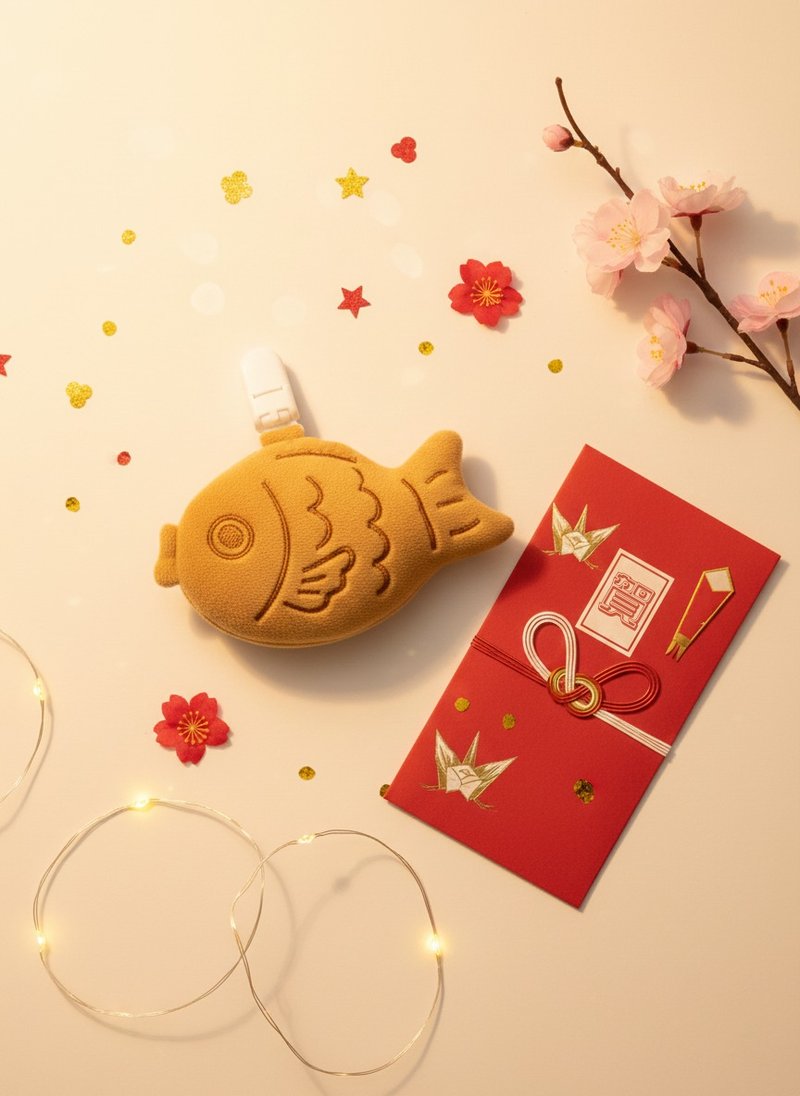 鯛魚燒護身符套/幼稚園上學陪伴 /兒童書包吊飾 /手工平安符袋 - 平安符袋 - 聚酯纖維 橘色