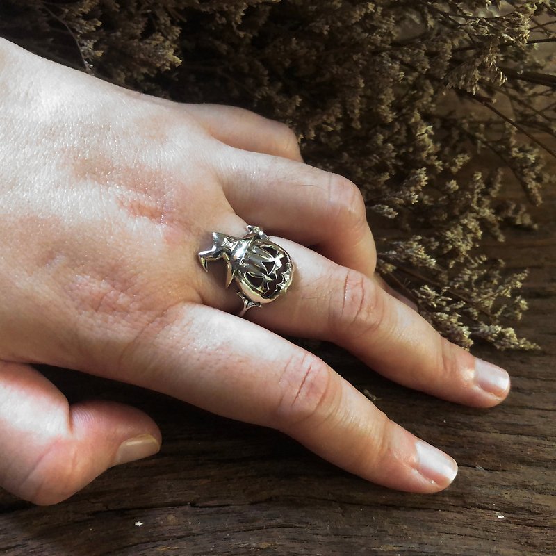 萬聖節 南瓜 環 巫婆 她的禮物 銀英鎊 手工製造 - 戒指 - 其他金屬 銀色