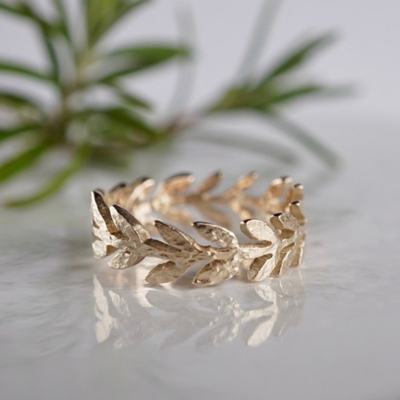 Olive leaf ring  R066K10 - 戒指 - 其他金屬 金色