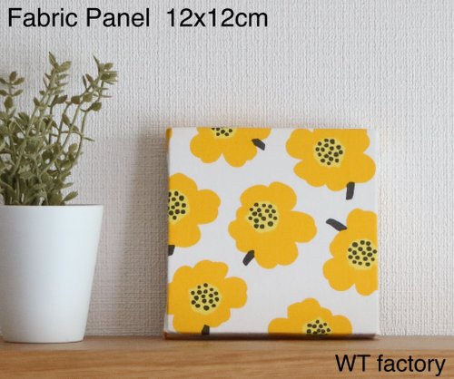 北欧 * ファブリックパネル リボンとイエローフラワー 12x12cm ファブリックパネル 【北欧フラワー イエロー】 - ショップ wt