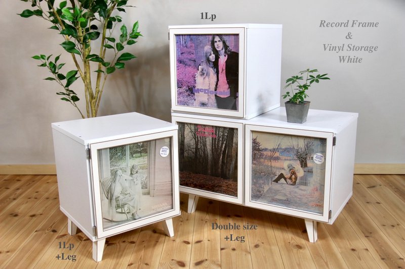 Art Vinyl Record Storage Wh**Lp Frame Display One Box Cabinet Cube Crate 33rpm - ตู้เสื้อผ้า - ไม้ ขาว