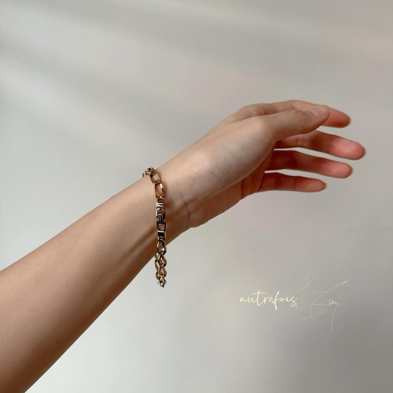 中古正品 Christian Dior 迪奧 鑊金簡約 手鍊 禮物 古董首飾 - 手鍊/手環 - 其他金屬 金色