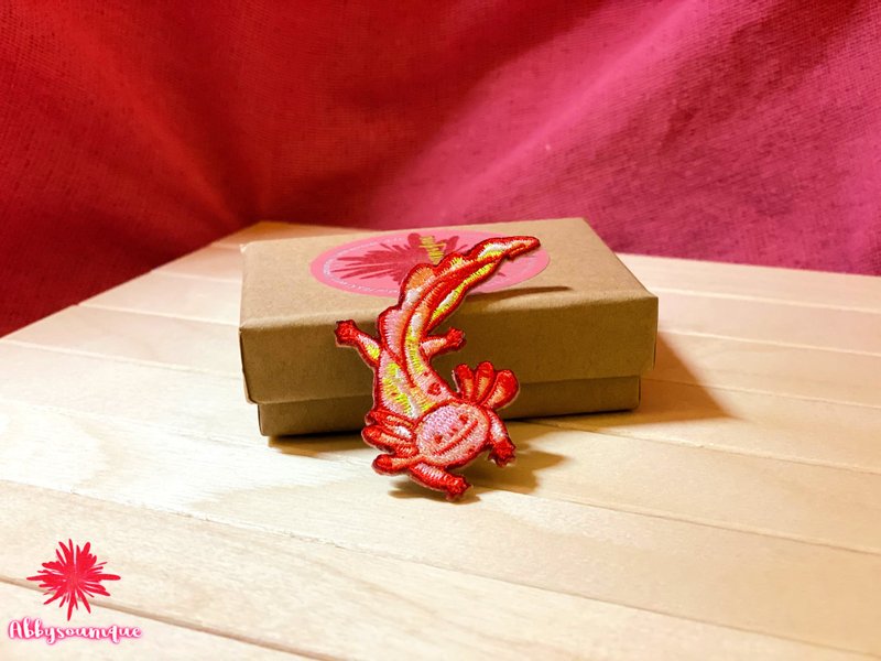 Axolotl Hobby Delicate Embroidery Pin - Badges & Pins - Thread Pink