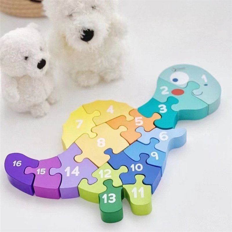 數字恐龍木製拼拼樂【幼兒啟蒙玩具 適合3歲以上】 - 寶寶/兒童玩具/玩偶 - 木頭 多色