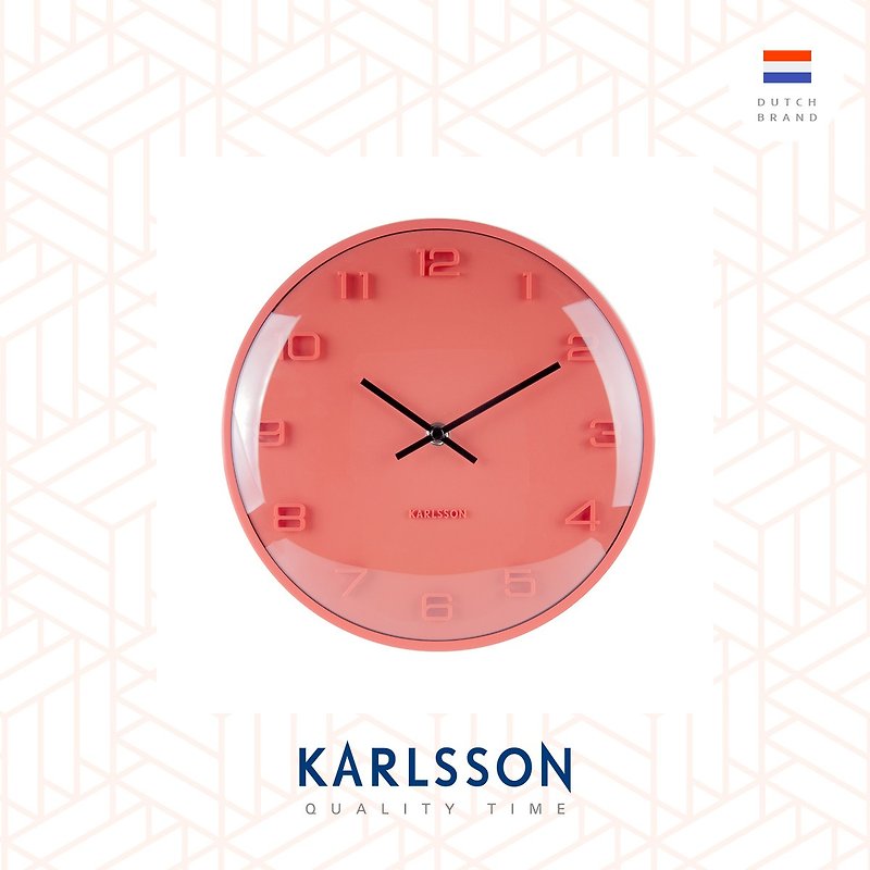 Karlsson, Wall clock Elevated dome glass, Orange - Clocks - Plastic Orange