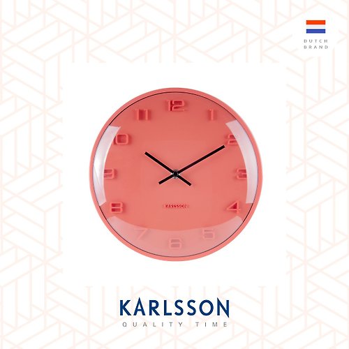 Ur Lifestyle 荷蘭Karlsson Wall clock Elevated orange 凸玻璃橙色掛鐘