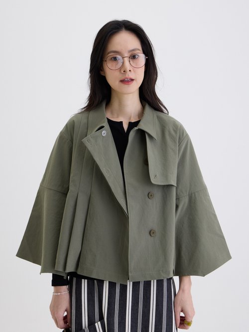 許許兒 XUXUWEAR 瑪琪長袖造型風衣外套-軍綠