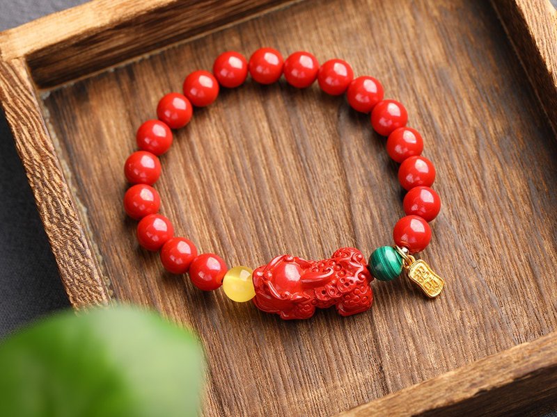 The new American product natural raw ore cinnabar emperor sand Pixiu bracelet cinnabar content is as high as 95% - Bracelets - Gemstone 