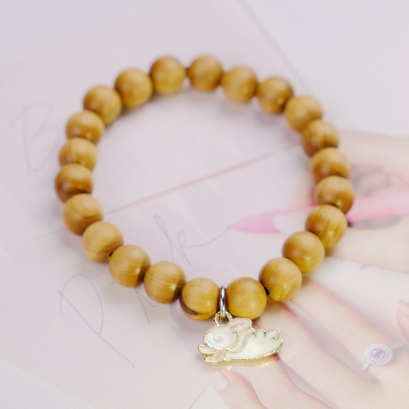 [Australia Sandalwood Series] Jade Rabbit Peace Bracelet 8mm - Bracelets - Wood 