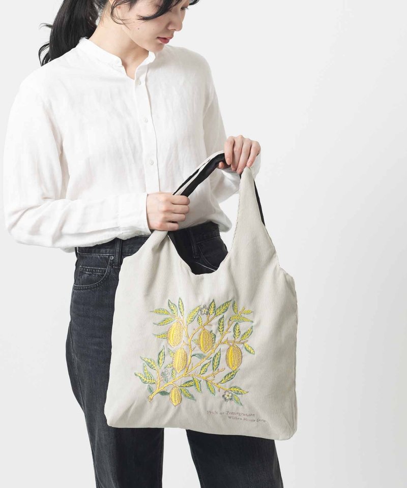 Jubilee 立体刺繍トートバッグ 60×40cm ウィリアムモリス ライトグレー - 側背包/斜背包 - 聚酯纖維 灰色