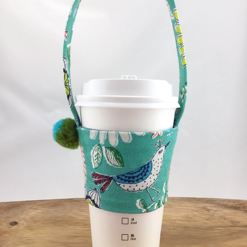 Flowers--drink cup sleeve / carrying strap--- color hair balls models - can be fixed straw - Beverage Holders & Bags - Cotton & Hemp 