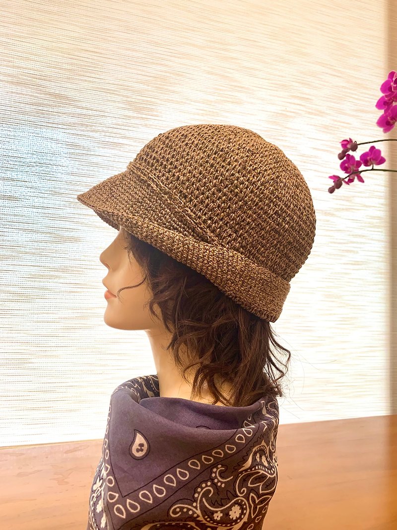 Summer breathable hat. Handsome and luxurious back fold. Pink Orange High Quality Linen+ Yellow Green Glitter - หมวก - วัสดุอื่นๆ 