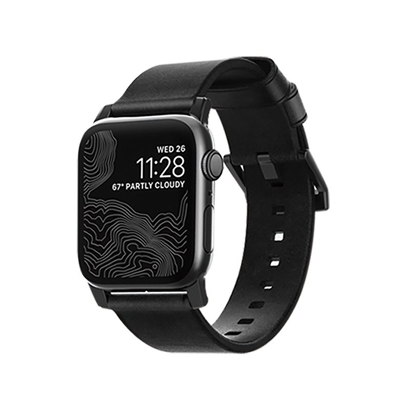 NOMAD Apple Watchスペシャルラスティックブラックレザーストラップ-モダンブラック（855848007588） - 腕時計ベルト - 革 ブラック