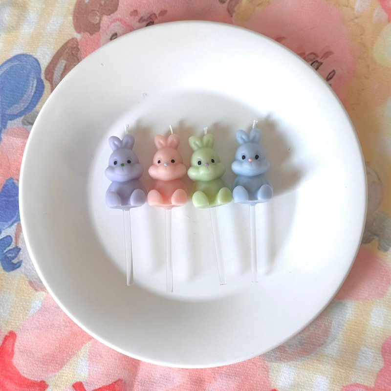 兔子蛋糕蠟燭 2支 - 香薰蠟燭/燭台 - 蠟 多色