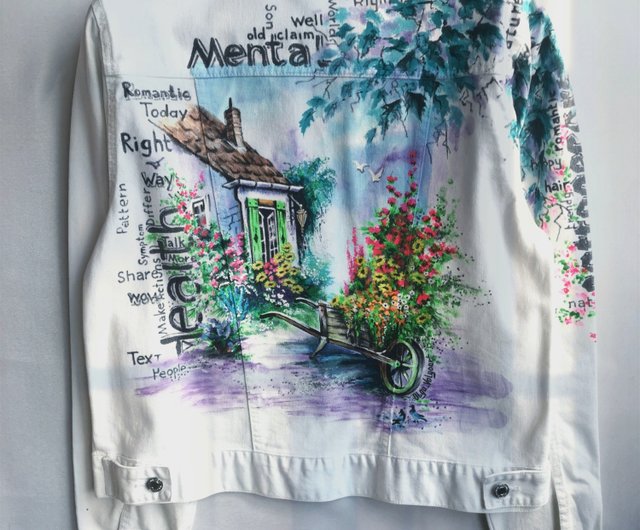 Women's Blue Hand Painted Denim Summer Jacket