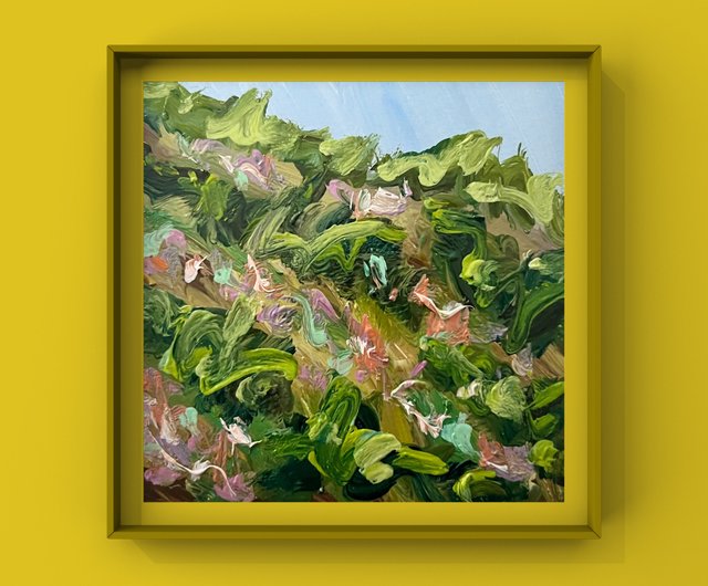野の花の油絵 野の花畑 印象派アート 抽象風景画 - ショップ