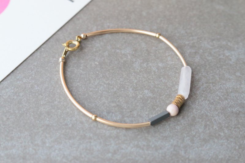 Powder crystal agate natural stone bracelet 1111-happy - Bracelets - Gemstone Pink