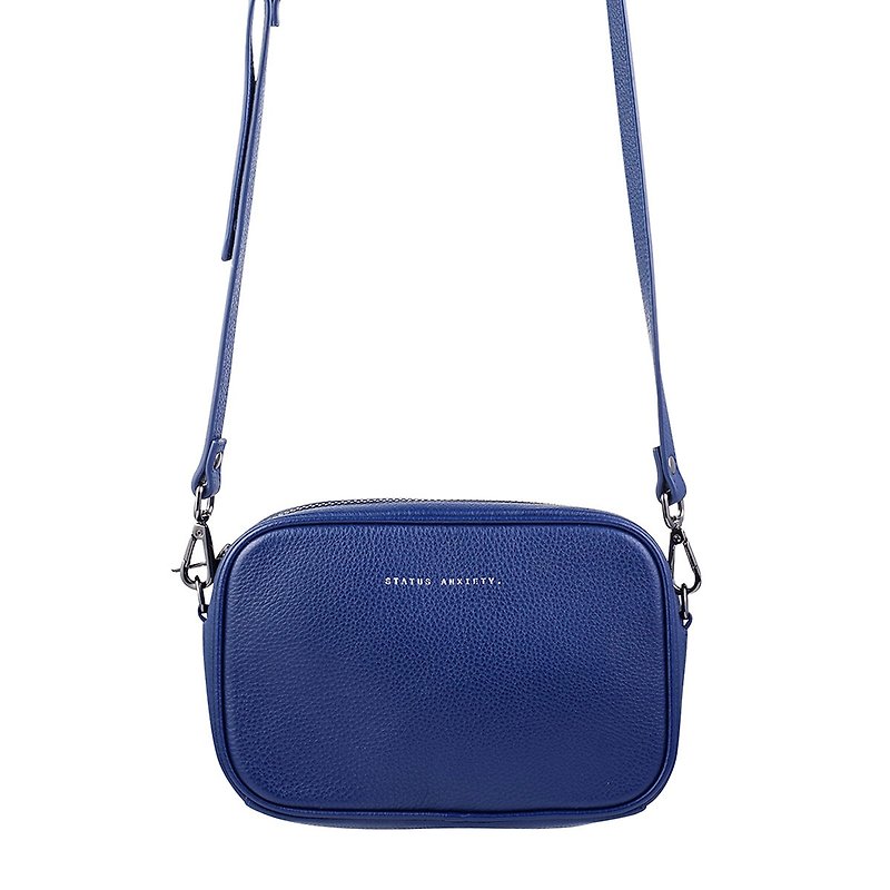 PLUNDER side backpack_Blue/blue - กระเป๋าแมสเซนเจอร์ - หนังแท้ สีน้ำเงิน