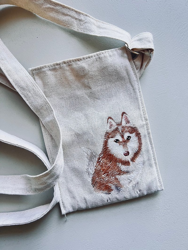Customized work bag/hand-painted pet portrait/character portrait/environmental friendly bag/cat and dog Shiqi - กระเป๋าถือ - ผ้าฝ้าย/ผ้าลินิน หลากหลายสี
