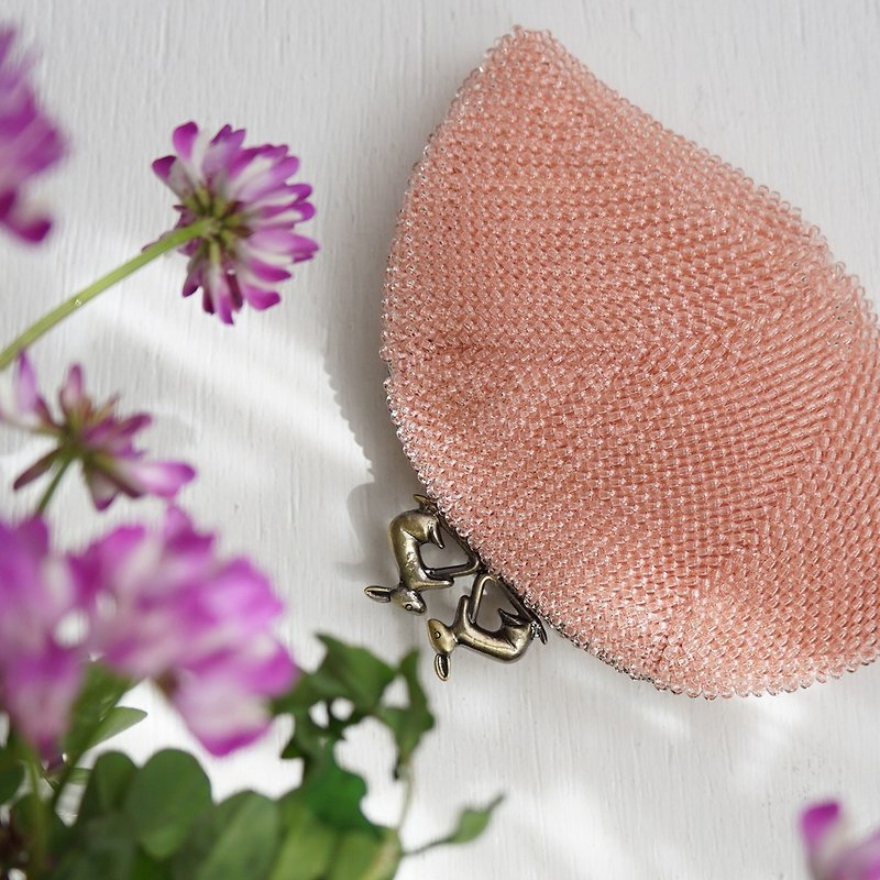Ba-ba (m) Seed beads crochet pouch No.2064 - 財布 - その他の素材 ピンク