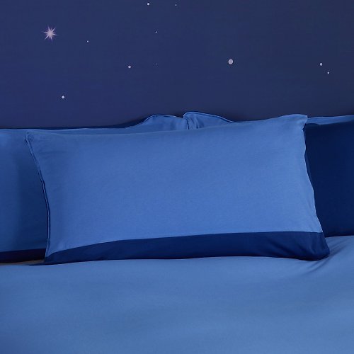 YVONNE COLLECTION以旺傢飾 素色拼接信封式枕套1入-寶石藍