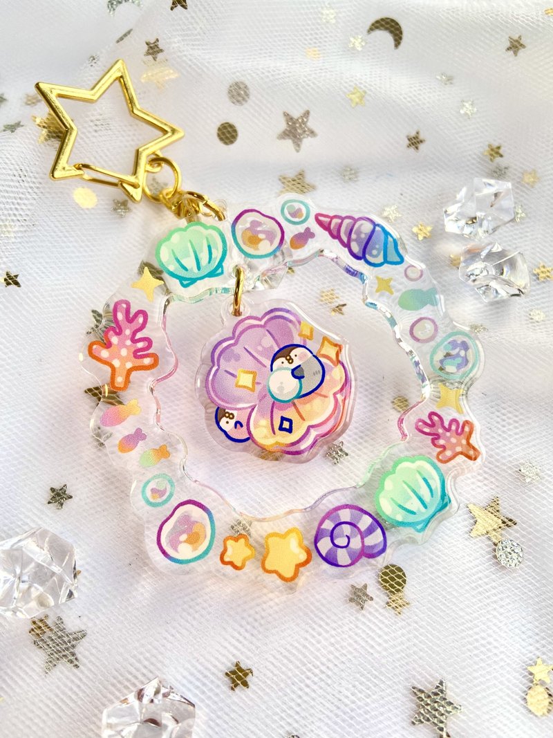 Deep Sea Treasure Hunt-Pearl Shell I Pendant I - Charms - Plastic Blue