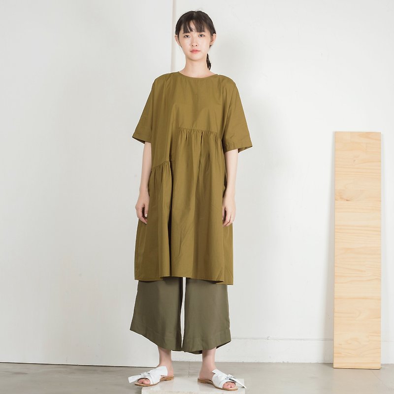 Folded irregular dress - One Piece Dresses - Cotton & Hemp 