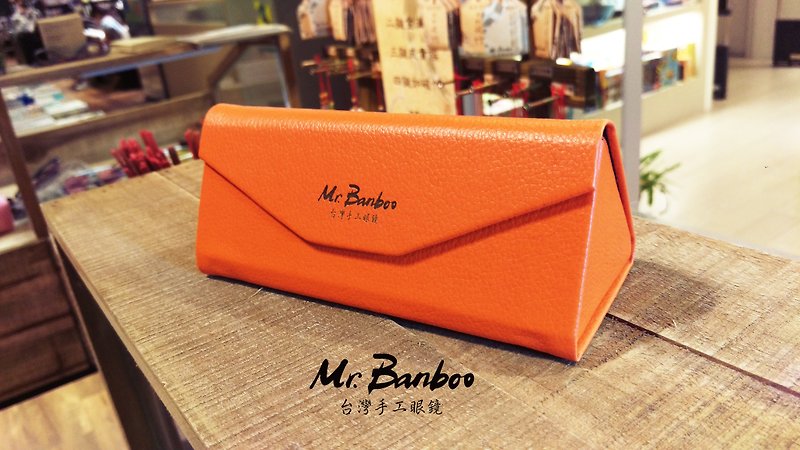 [Mr.Banboo手動折りたたみメガネボックス] - 眼鏡・フレーム - 革 オレンジ