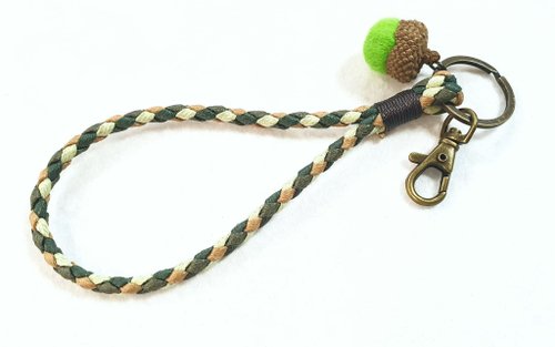 Paris。Le Bonheun Handmade Paris*Le Bonheun。臘線編織鑰匙圈證件套。森林綠
