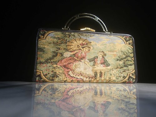 老時光OLD-TIME Vintage & Classic & Deco 【老時光 OLD-TIME】早期二手歐洲人物刺繡手拿包手提包