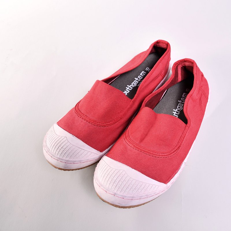 ann-d Kyoto red/washing and dyeing series/lazy shoes/casual shoes/canvas shoes - Women's Casual Shoes - Cotton & Hemp Red