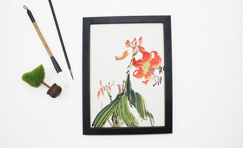 Hand-painted paintings, Shandan Chinese painting ornaments (with picture frame) - Posters - Other Materials Red