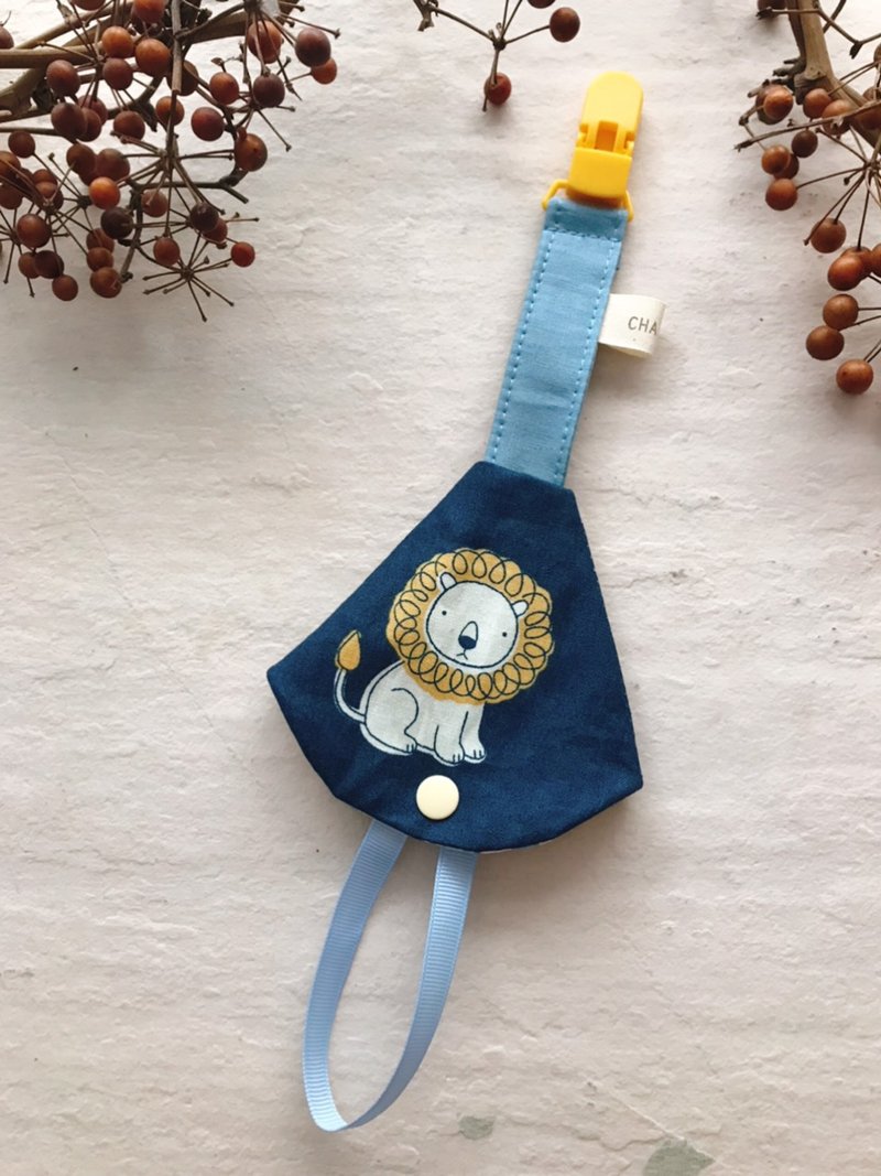The Lion King is here, handmade cotton pacifier chain + protective set - Bibs - Cotton & Hemp Blue