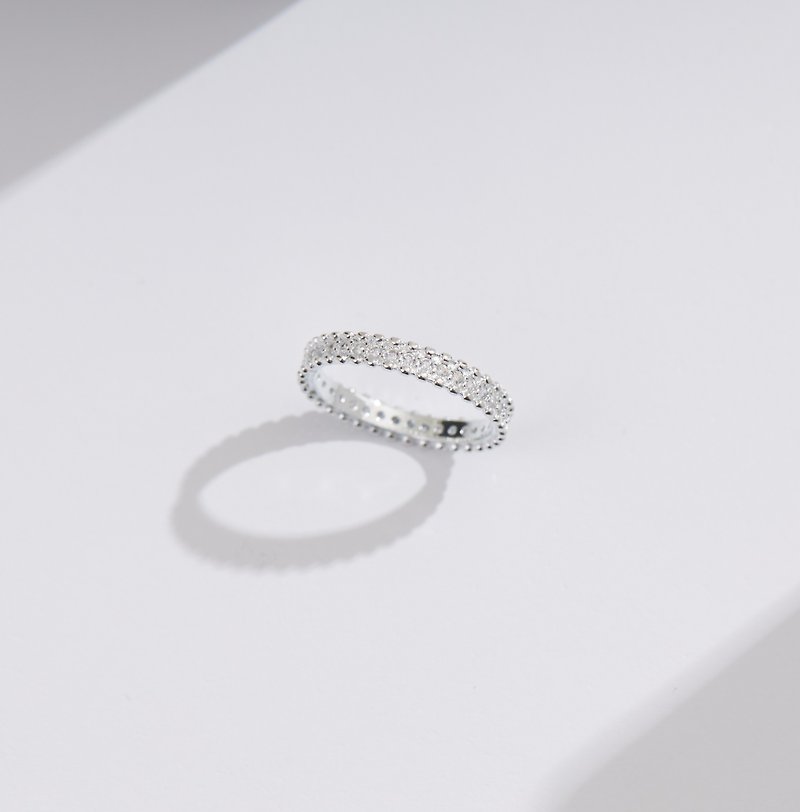 【Gift box】925 Sterling Silver CZ Dot Diamond Ring - General Rings - Sterling Silver Silver