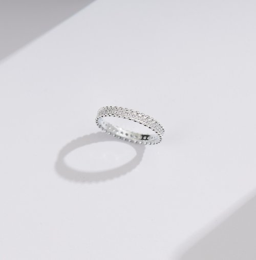 norwajewelry 【Gift box】925 Sterling Silver CZ Dot Diamond Ring
