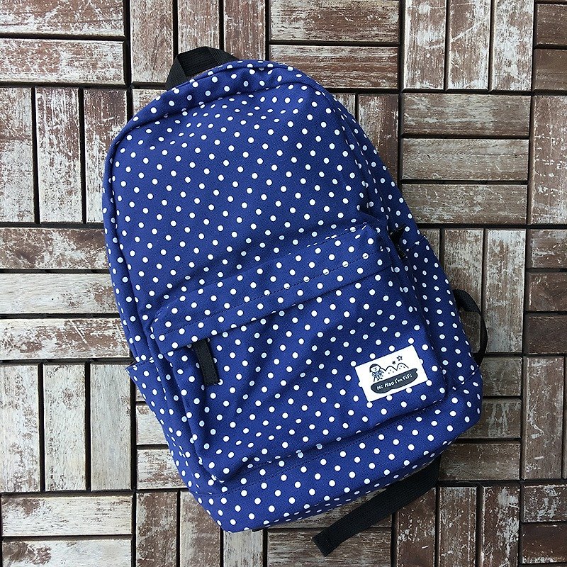 Travel backpack with FIFI (blue) - กระเป๋าเป้สะพายหลัง - ผ้าฝ้าย/ผ้าลินิน สีดำ